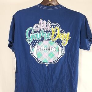 Benny and Belle womens M short sleeve shirt blue Ms. Game Day short sleeve shirt